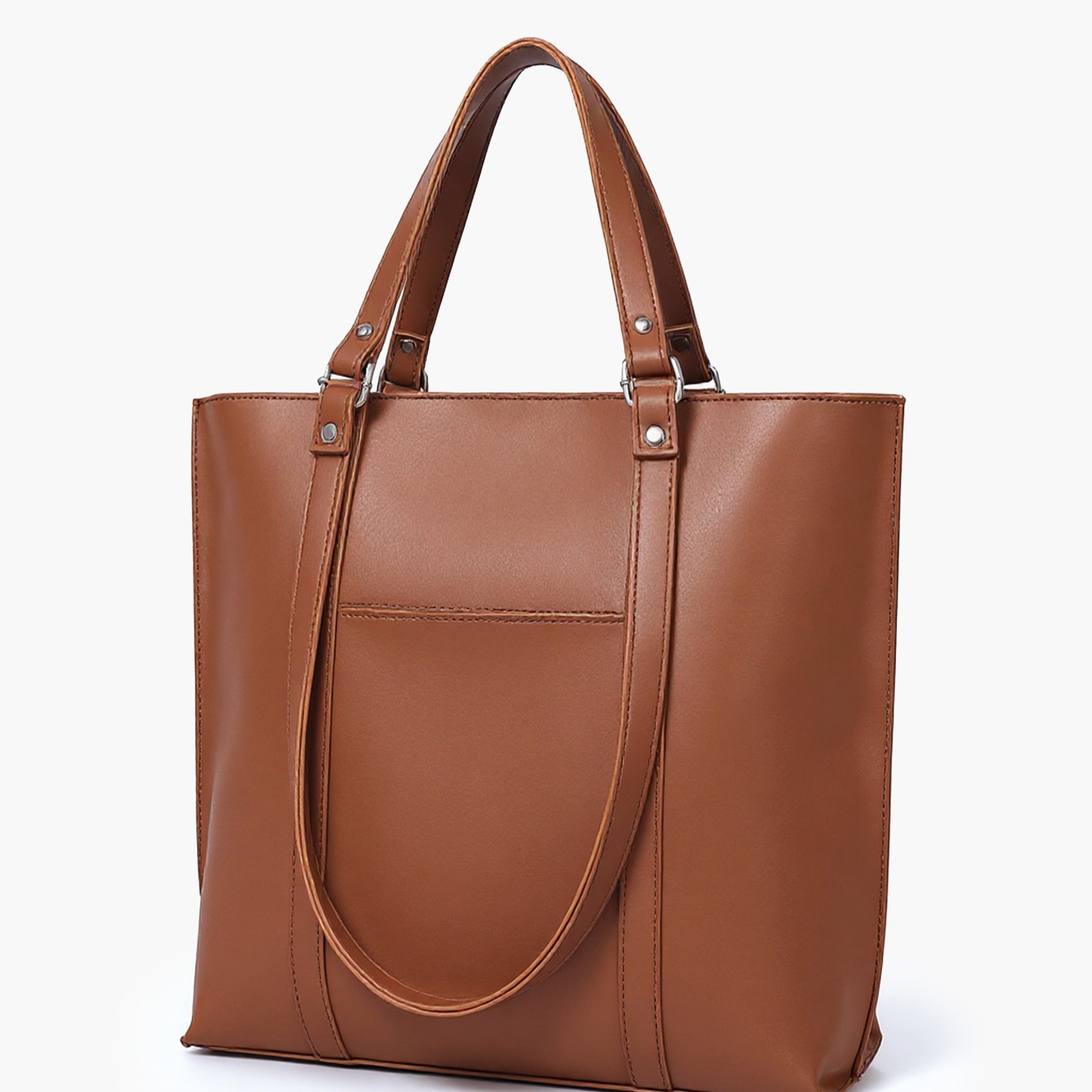 Brown double-handle tote bag