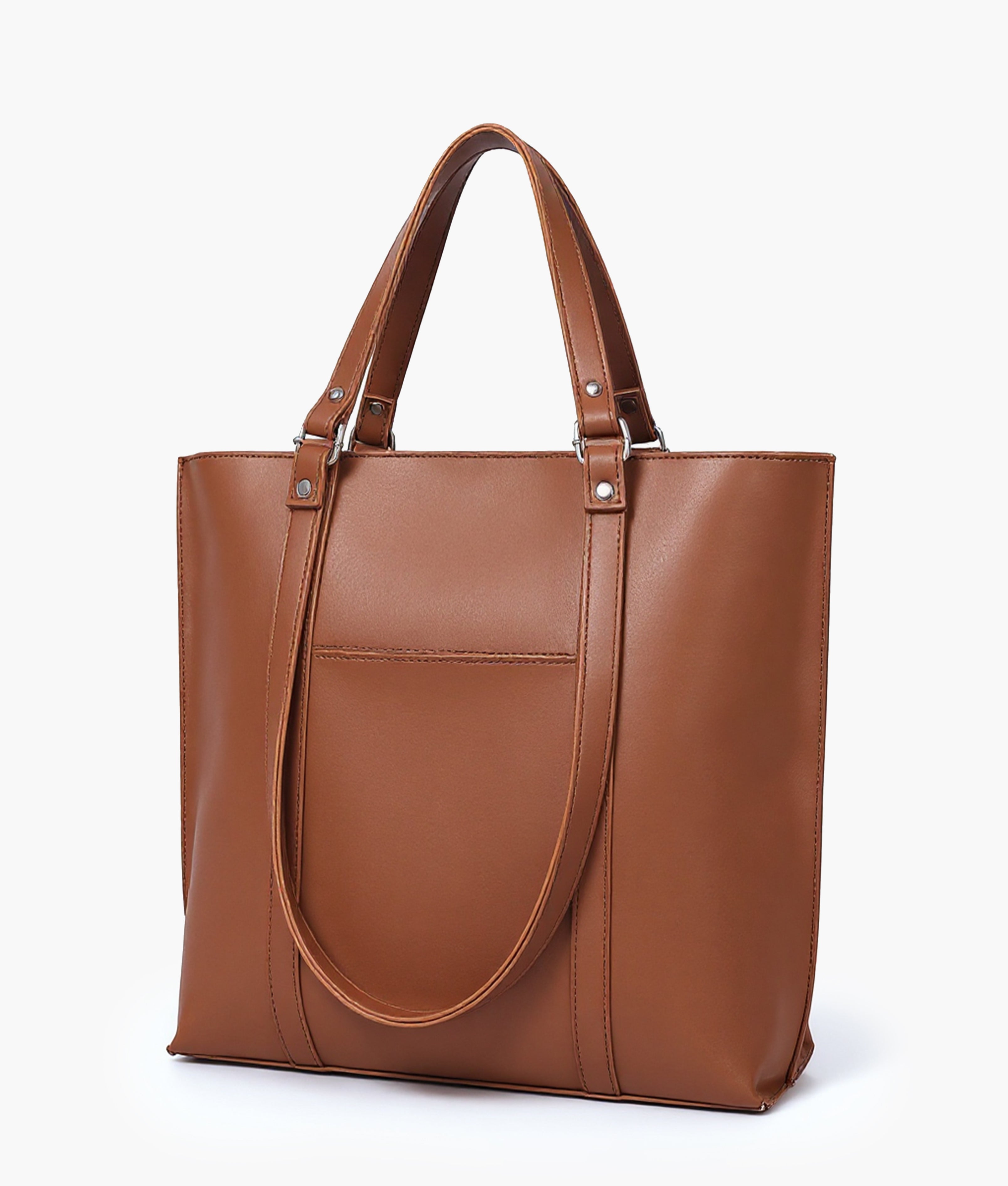 Brown double-handle tote bag