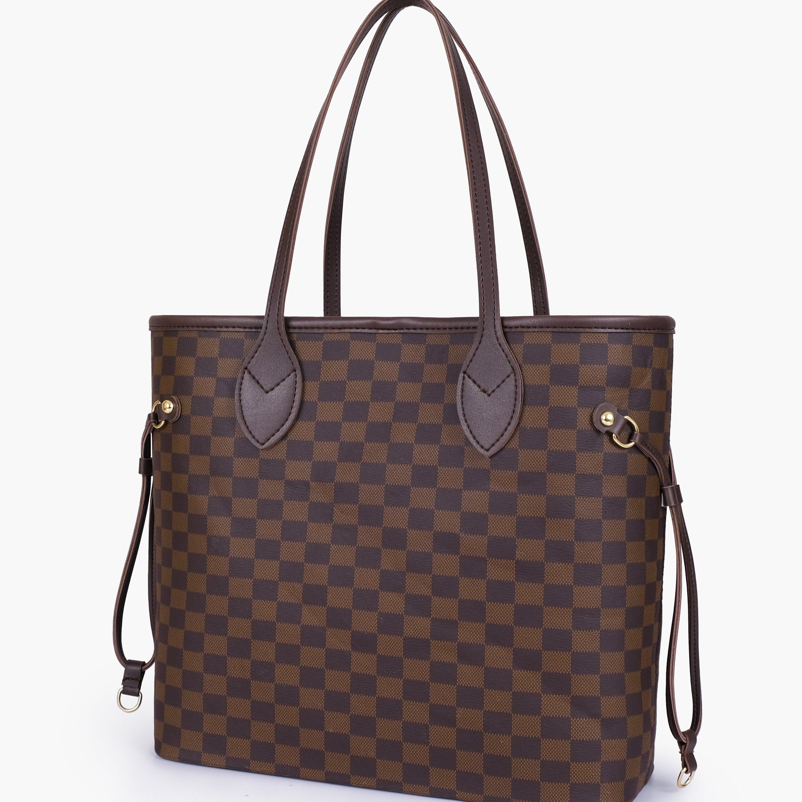 Dark brown checkered neverfull tote bag