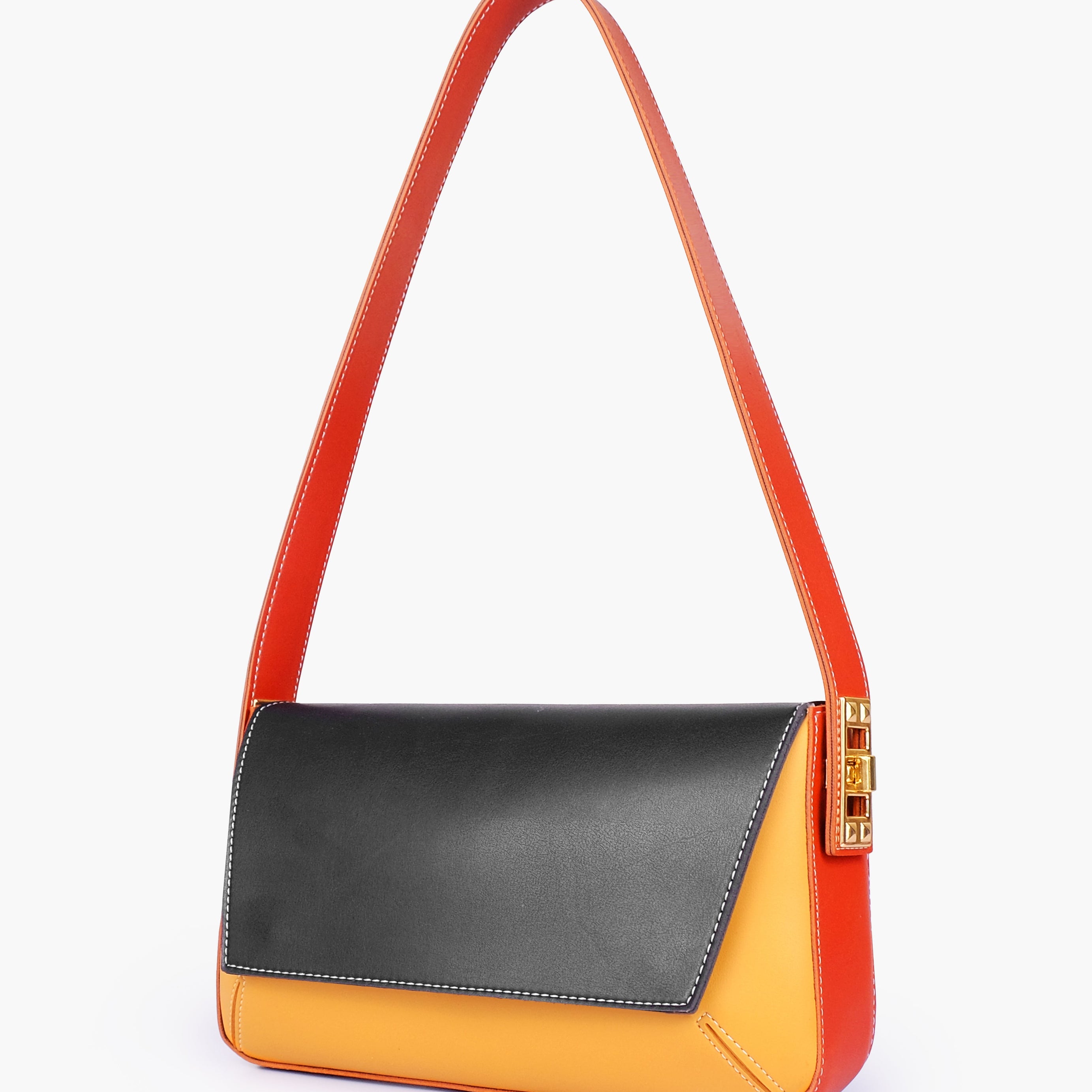 Autumn color-blocking mini flap bag