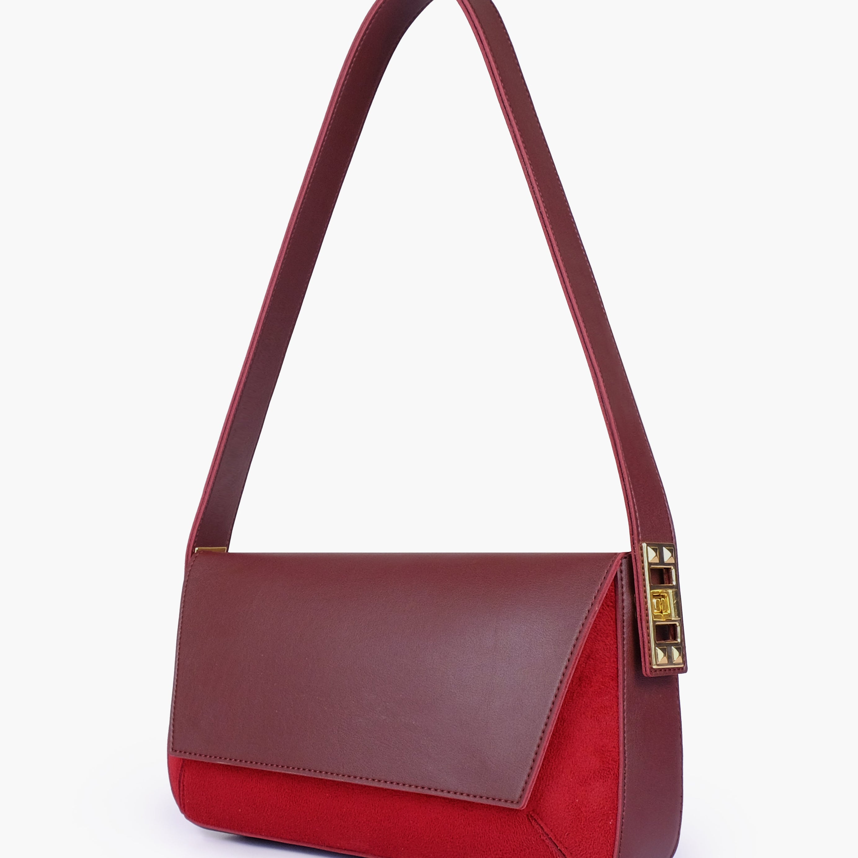 Burgundy mini flap bag